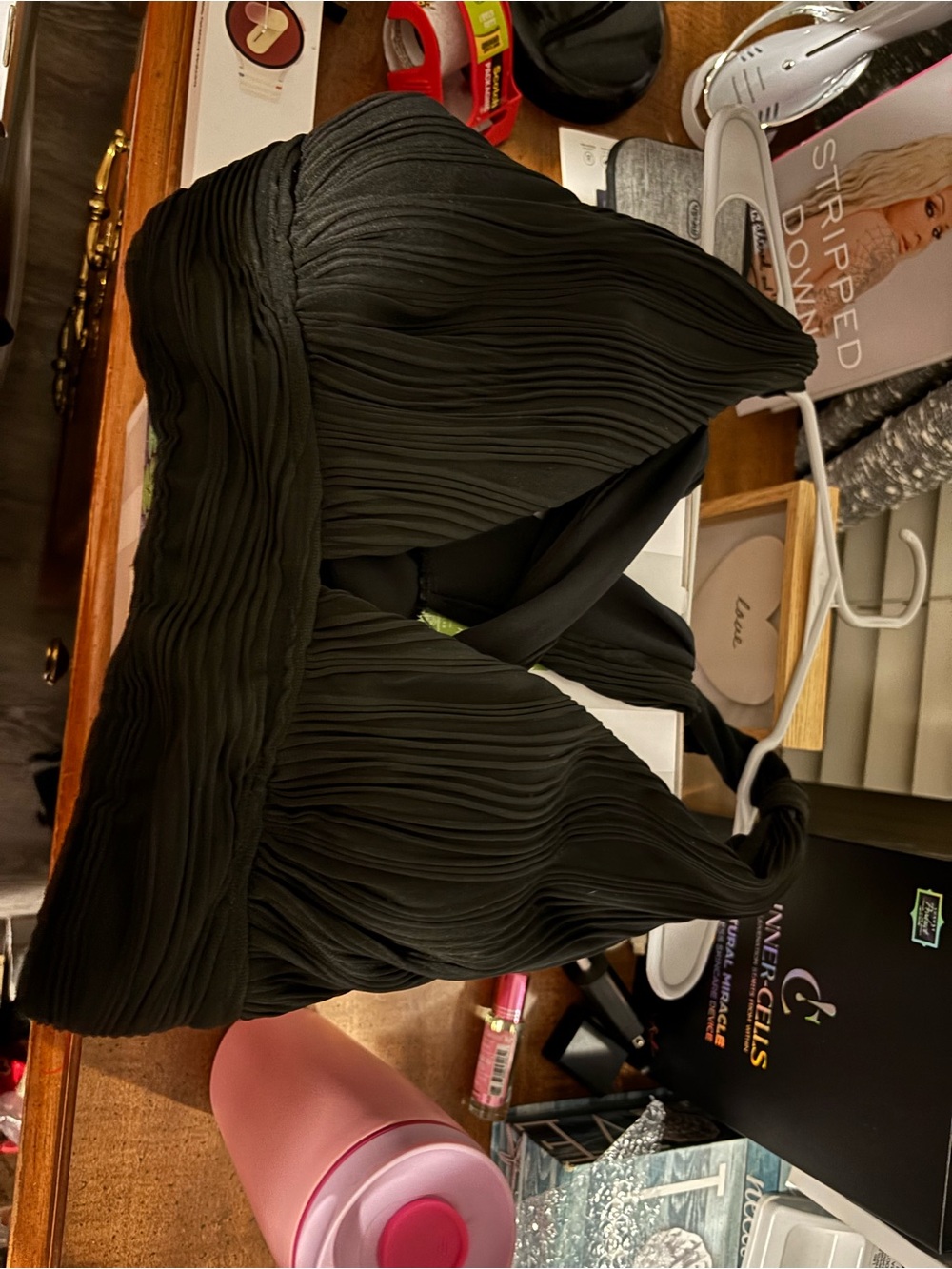Black Pleated Halter swimsuit top- Women size XL - Picture 3 of 3